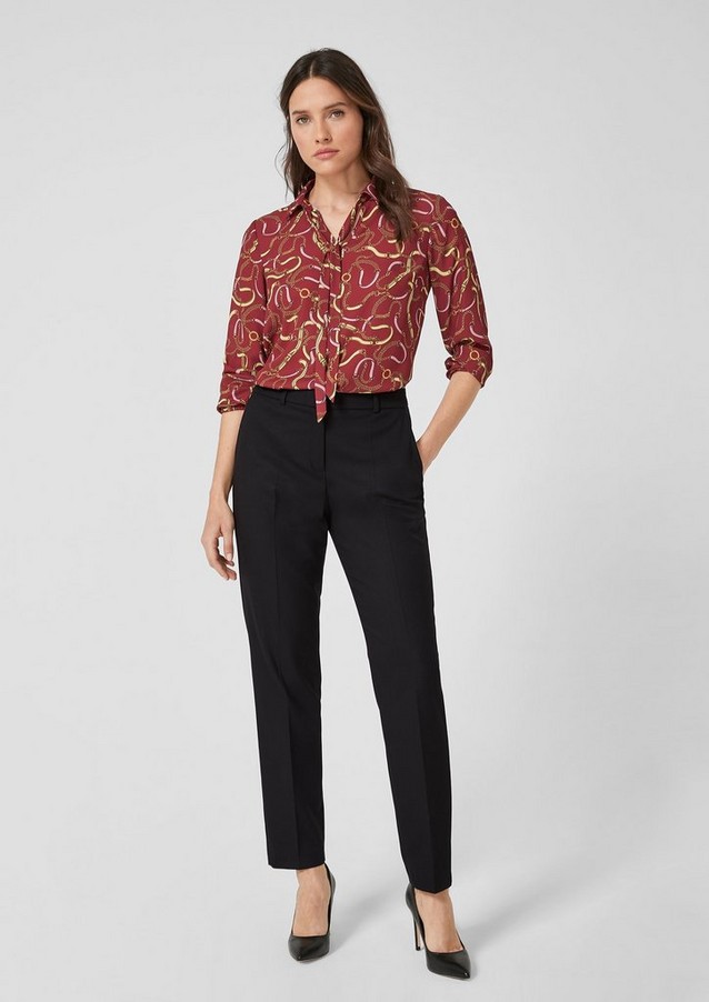 Women Trousers | Regular Fit: straight ankle leg trousers with a woven texture - ZH08177