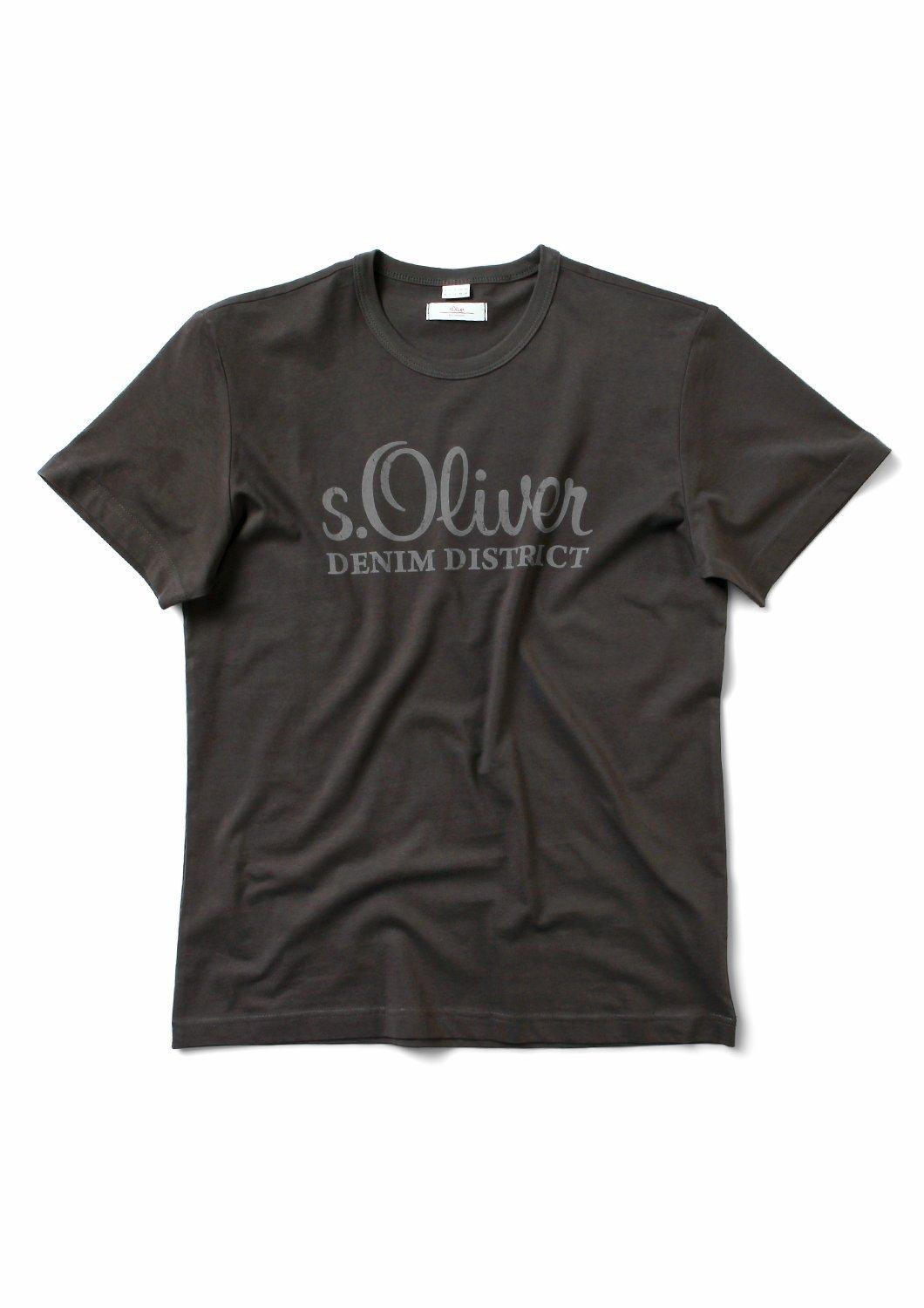 Sluiting Missionaris Dek de tafel Men Jersey T-shirt with vintage print - dark pond | www.soliver.eu