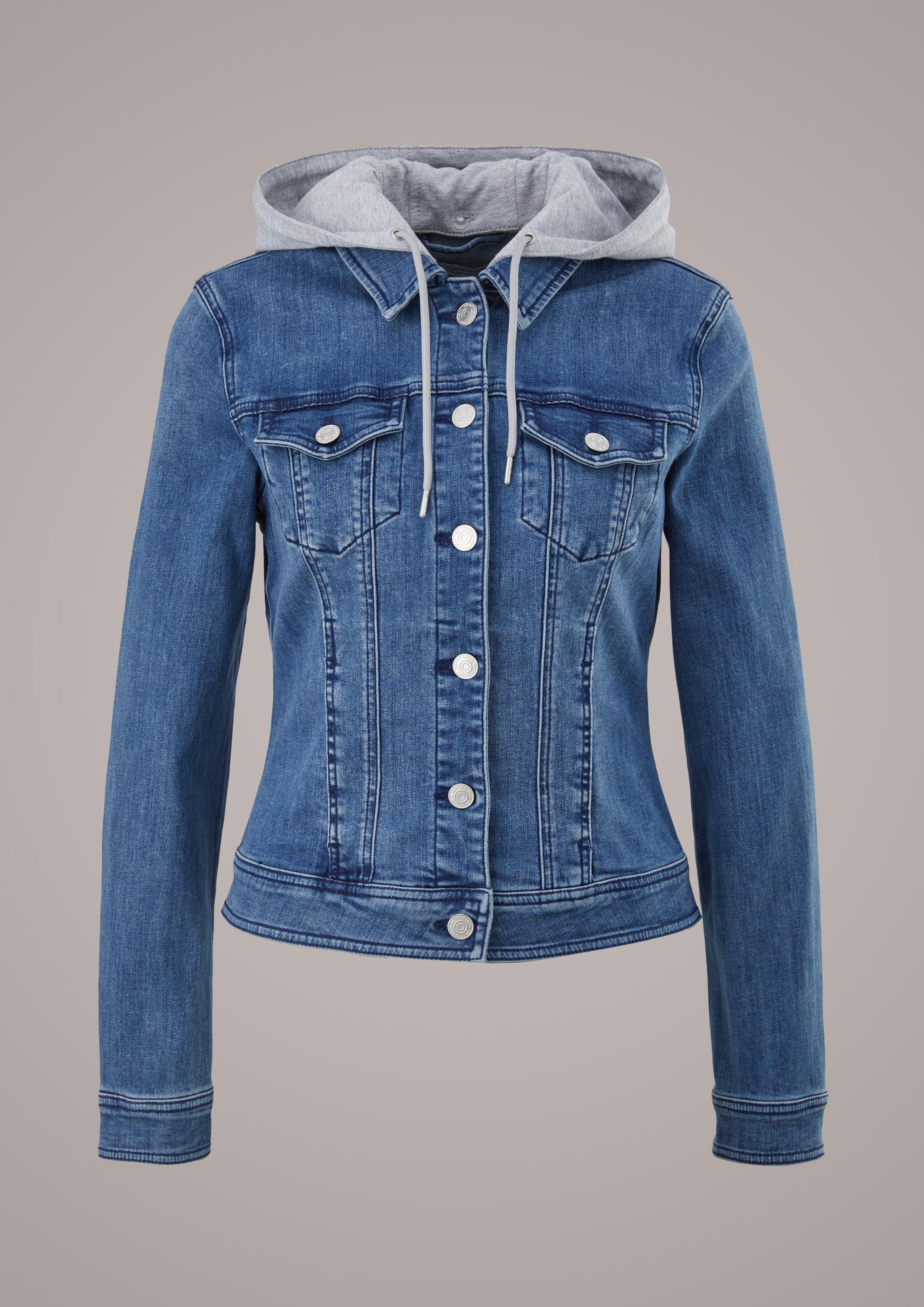 comma Jeansjacke mit abnehmbarer Kapuze