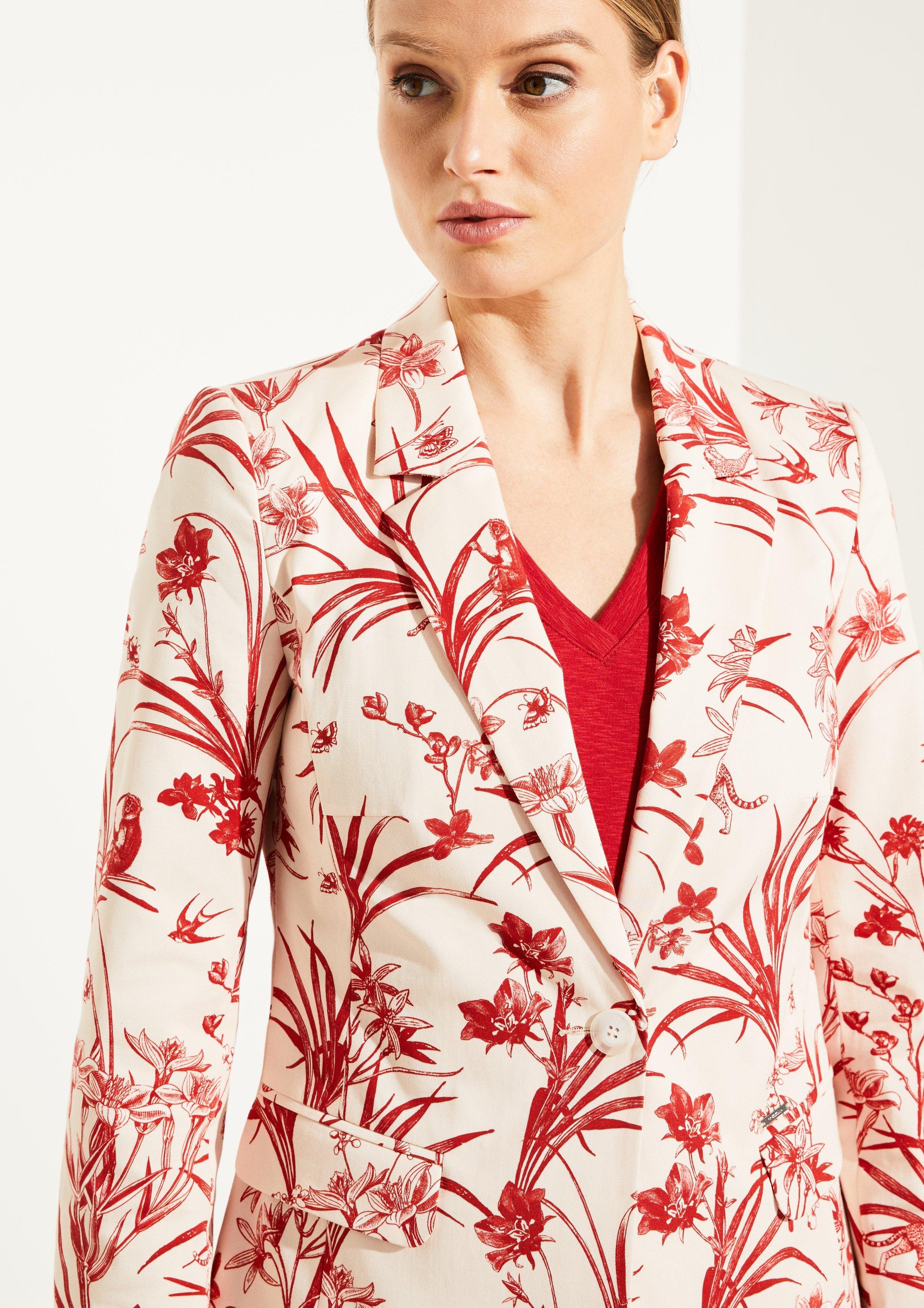 comma Blazer mit Tropical-Muster