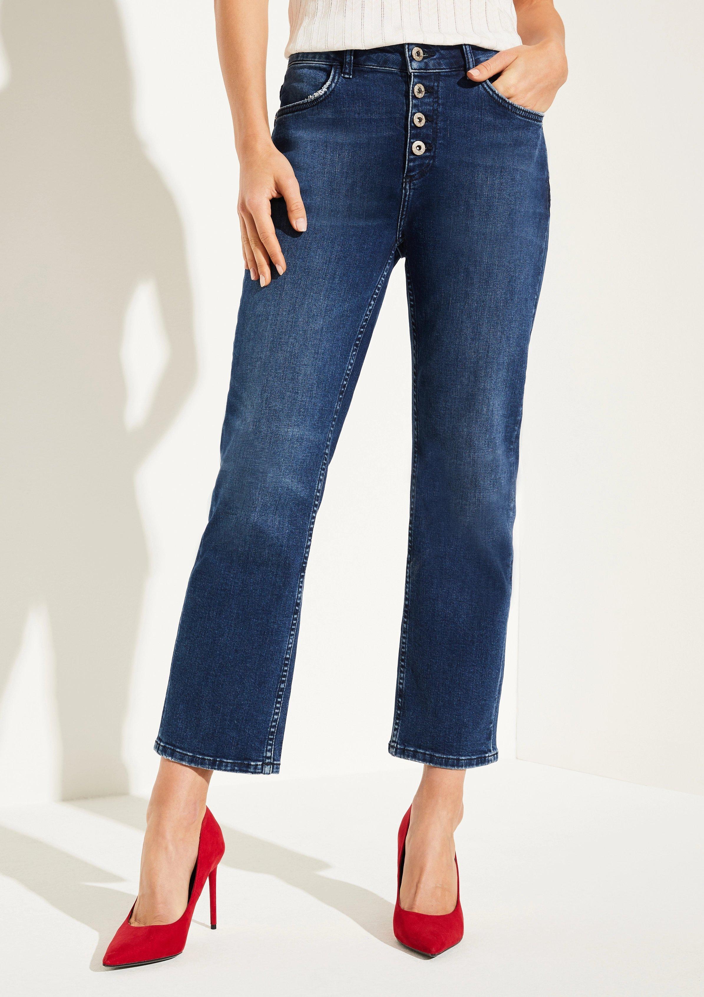high waisted straight leg cropped jeans