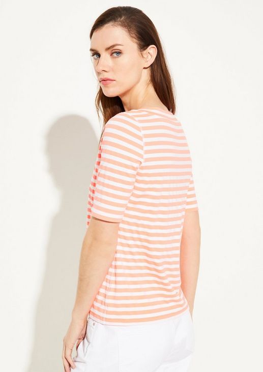 Striped jersey top with a V-neckline from comma