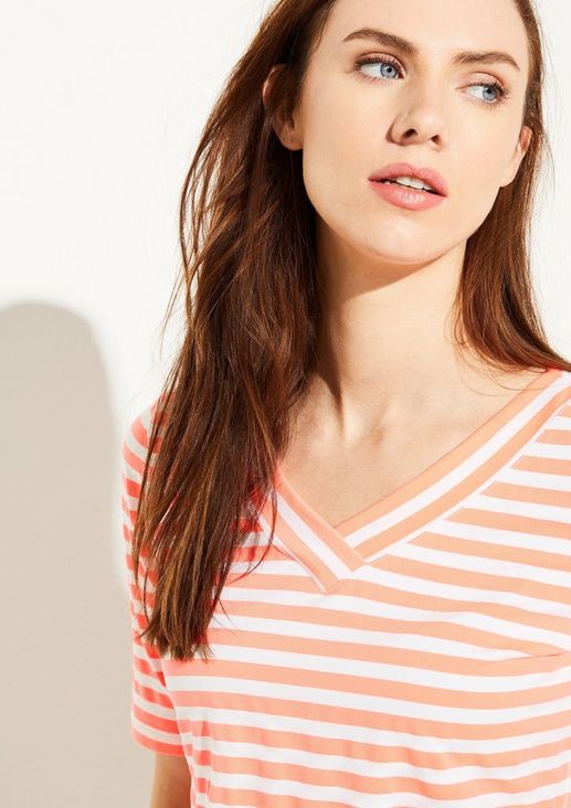 Striped jersey top with a V-neckline from comma