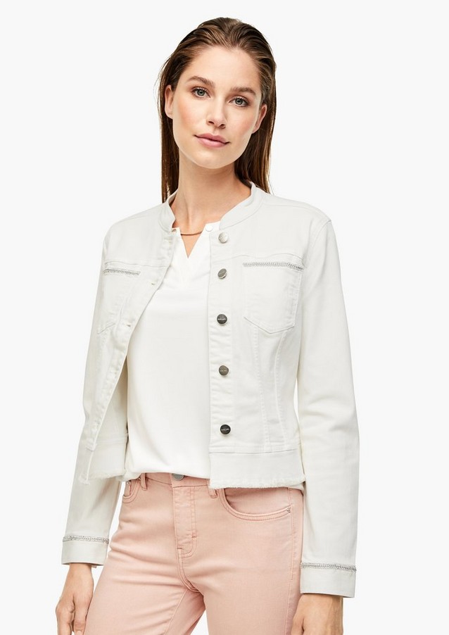 Women Jackets | Denim jacket with a decorative border - QC17572