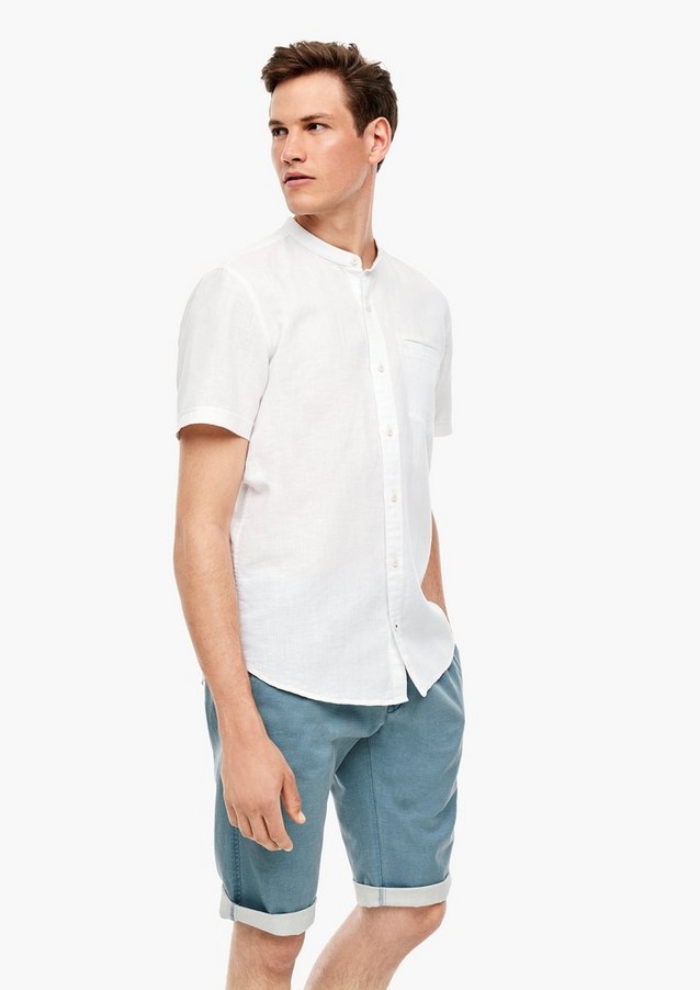 Hommes Chemises | Slim : chemise à col droit en lin mélangé - WY21755