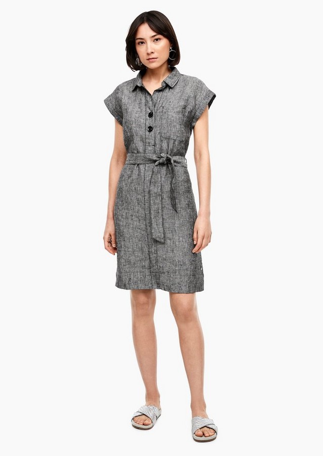 Women Dresses | Linen dress with a woven pattern - NT90999