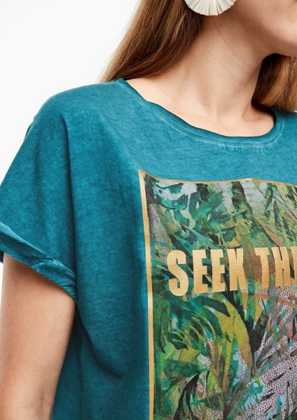 Femmes Shirts & tops | T-shirt en mélange de tissus à effet délavé - GG09311