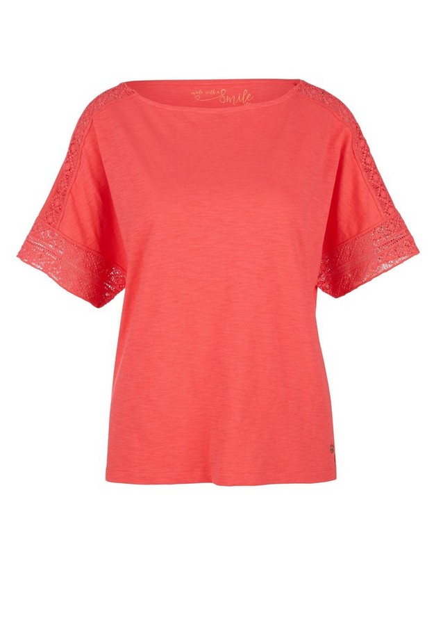 Damen Shirts & Tops | Boxy Shirt mit Häkelspitze - ZH26366