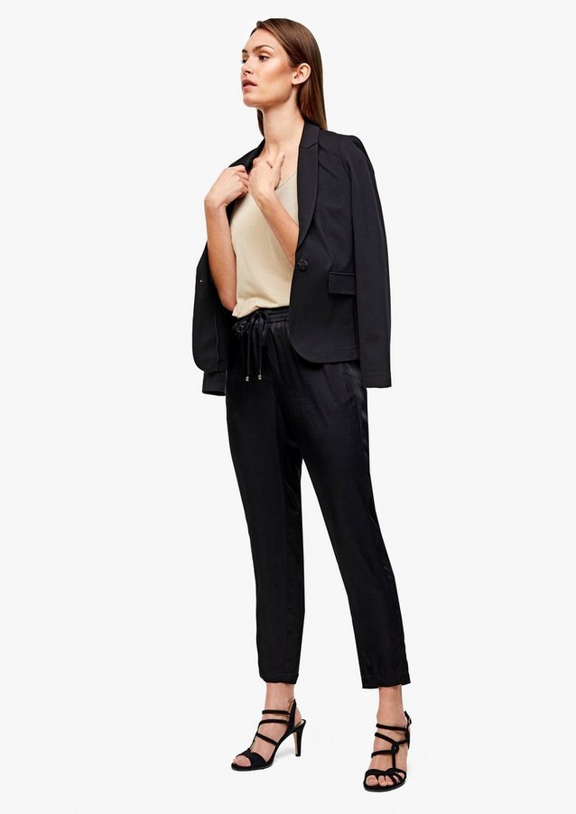Women Trousers | Regular Fit: ankle length satin trousers - YB01107