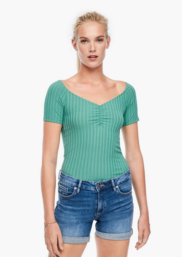 Damen Shirts & Tops | Rippshirt mit Raffung - VT46173