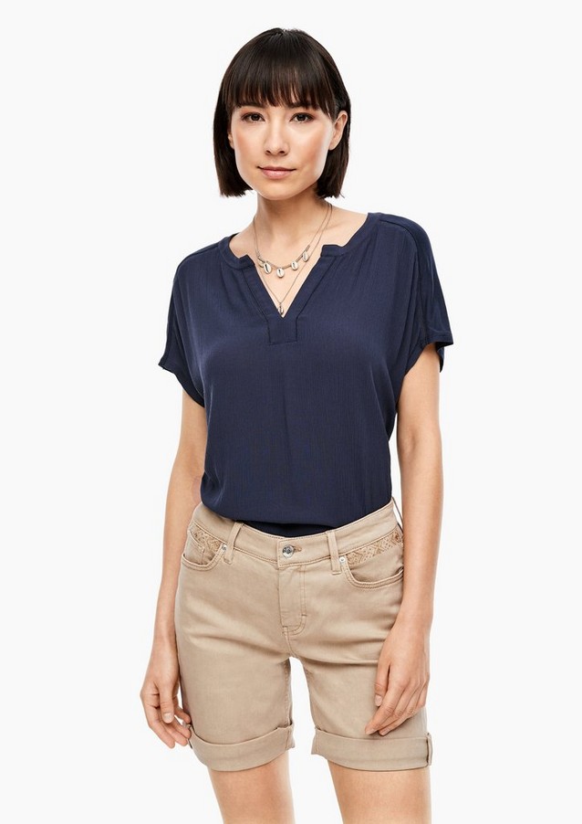 Femmes Shirts & tops | Haut en jersey à devant en crêpe - ZN47424