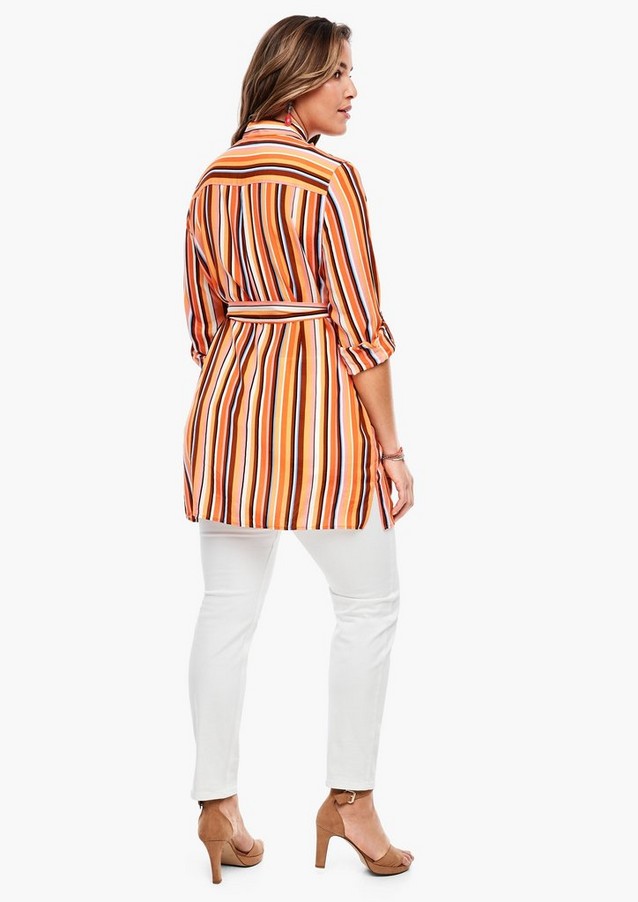 Women Plus size | Striped batiste long blouse - QB46571