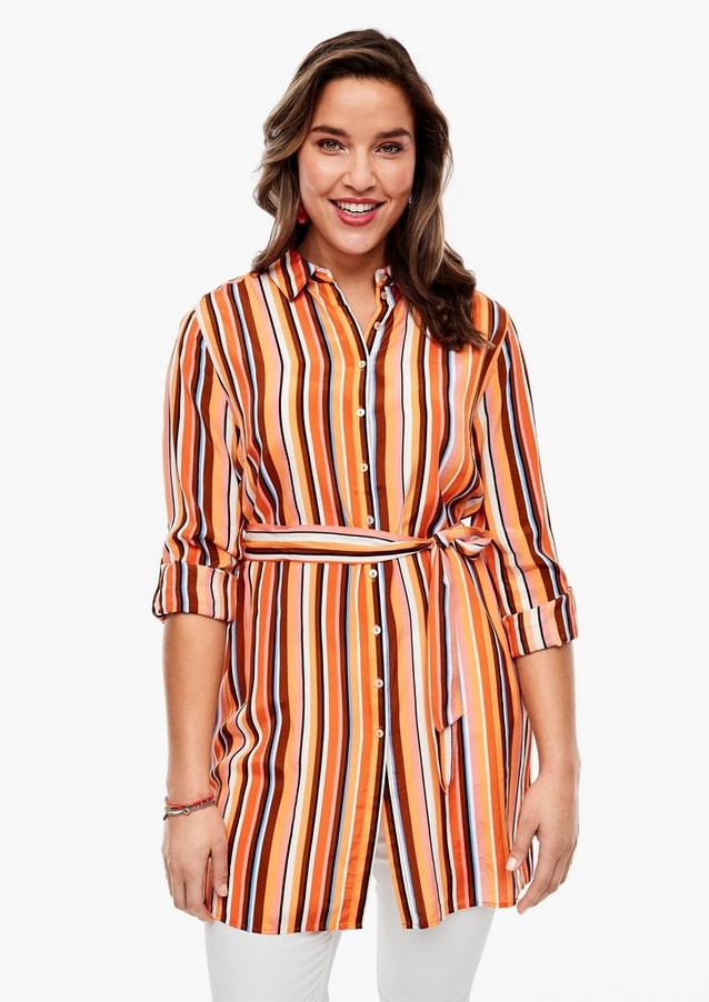 Women Plus size | Striped batiste long blouse - QB46571