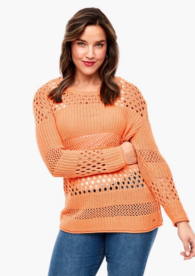 Women Plus size | Jumper with an openwork pattern - HQ28472