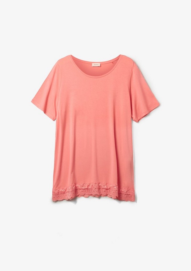 Women Plus size | T-shirt with lace at the hem - OX25541