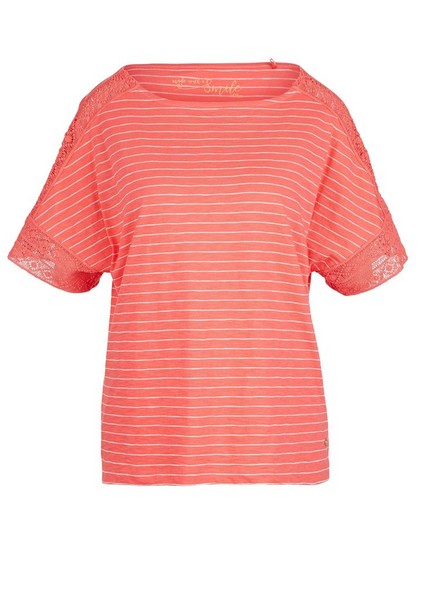 Femmes Shirts & tops | T-shirt à rayures et dentelle - EY41168