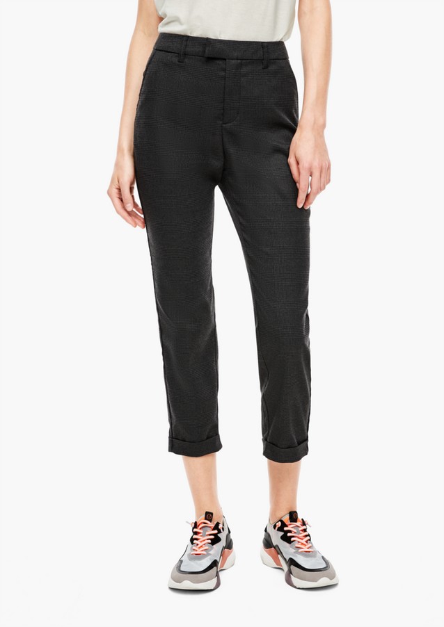 Women Trousers | Regular Fit: 7/8-length trousers with piping - GW29448