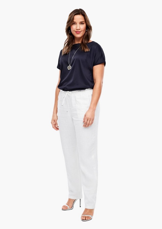 Women Plus size | Linen trousers with a drawstring - EU12155