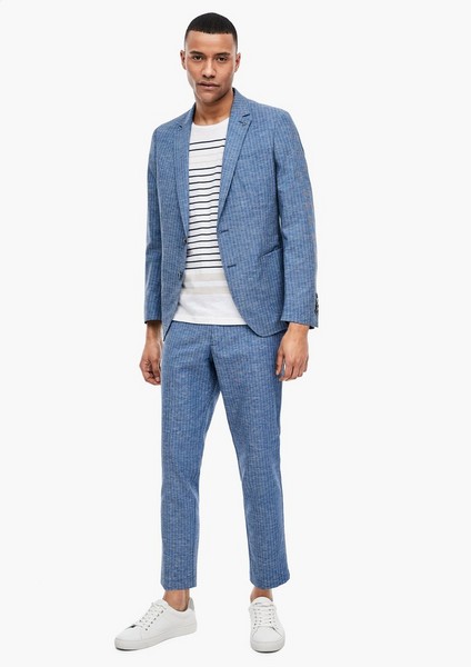 Men Trousers | Slim Fit: pinstriped trousers in blended linen - CI57466
