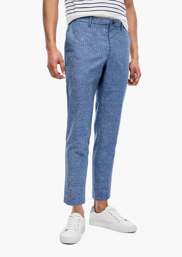 Men Trousers | Slim Fit: pinstriped trousers in blended linen - CI57466