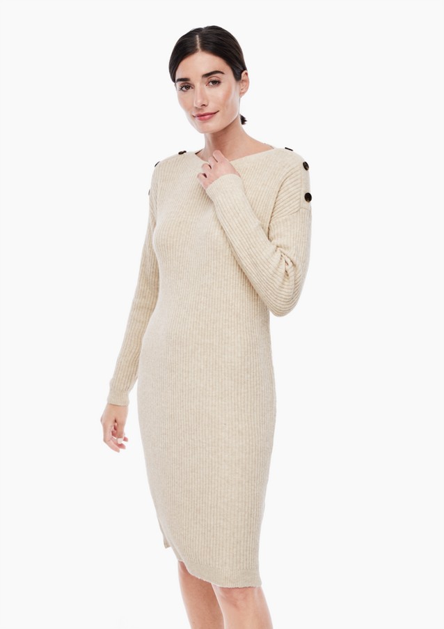 Damen Kleider | Rippstrickkleid aus Wollmix - XV96752
