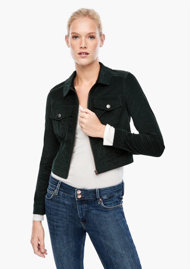 Women Jackets | Cropped corduroy jacket with a zip - LF32714