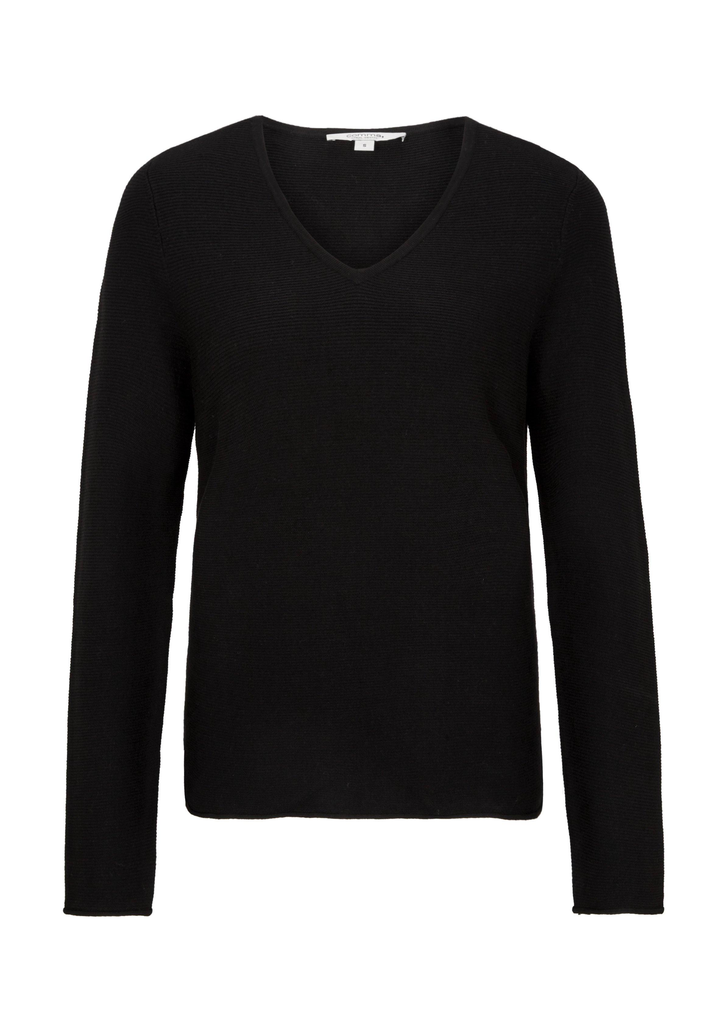 black knitted v neck jumper