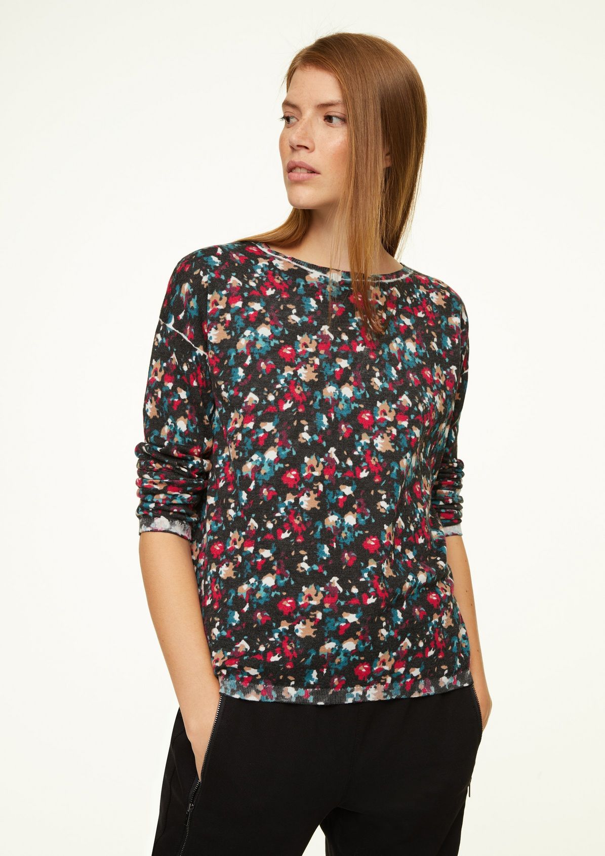 Fine knit jumper with inside-out print from comma