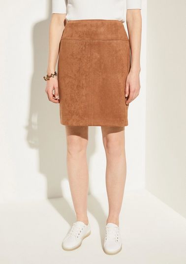 Pencil Skirt in Veloursleder-Optik 