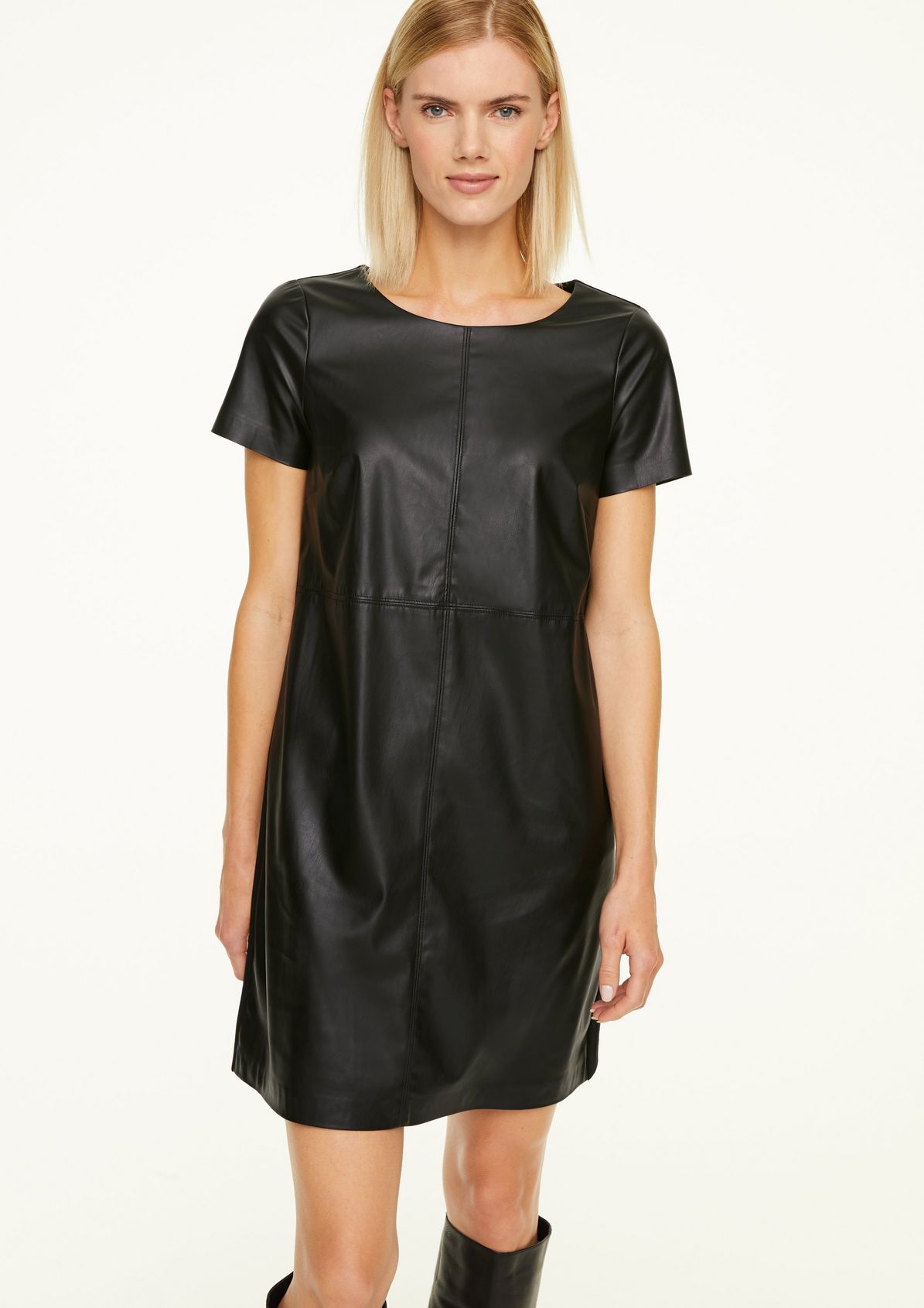 Mixed fabric dress with faux leather from comma