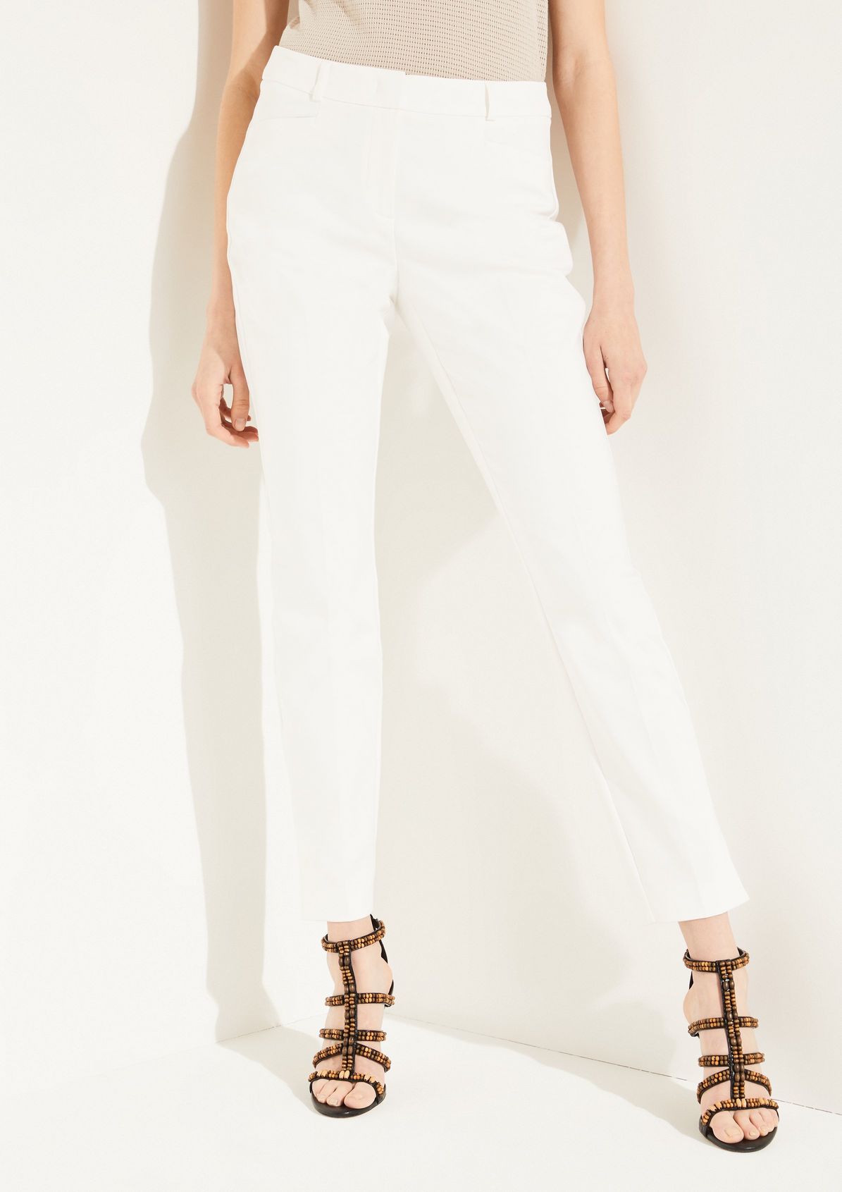 Slim fit: cotton satin trousers from comma