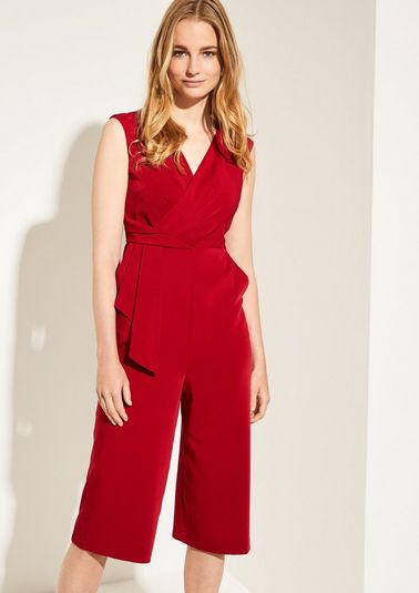 Twill jumpsuit with a draped wrap-over effect from comma