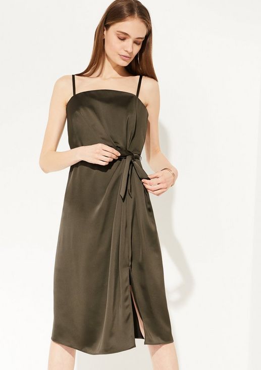 Elegant satin dress with draping from comma