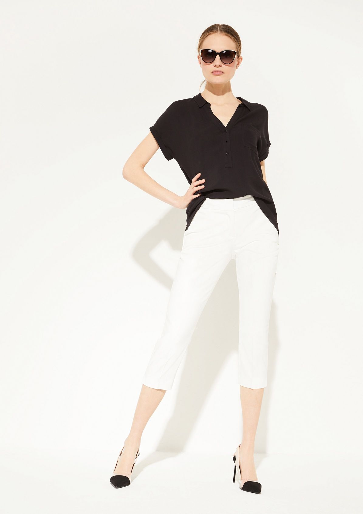 Slim Fit: capri trousers made of cotton satin from comma