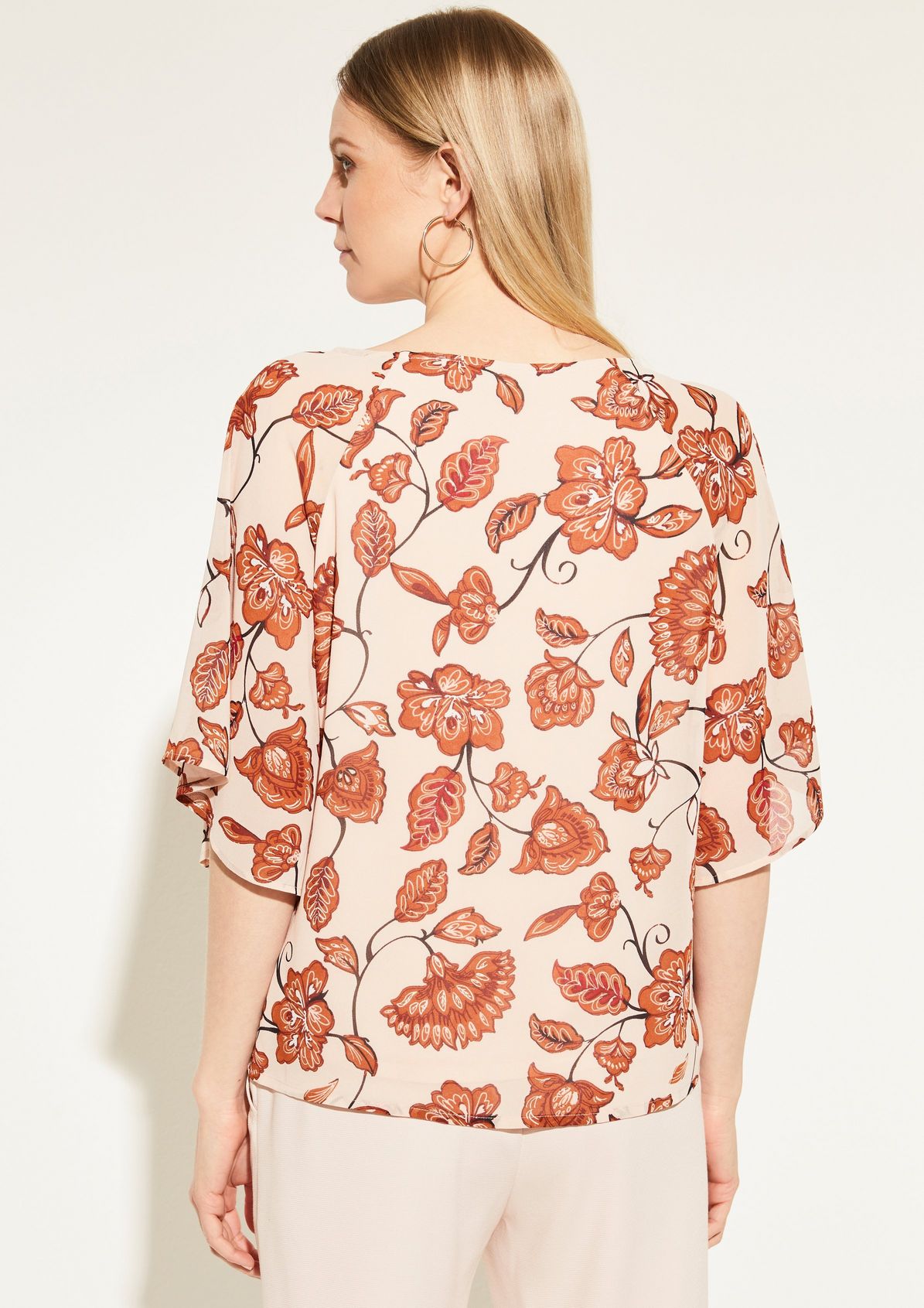 Crêpe blouse with flounce sleeves from comma