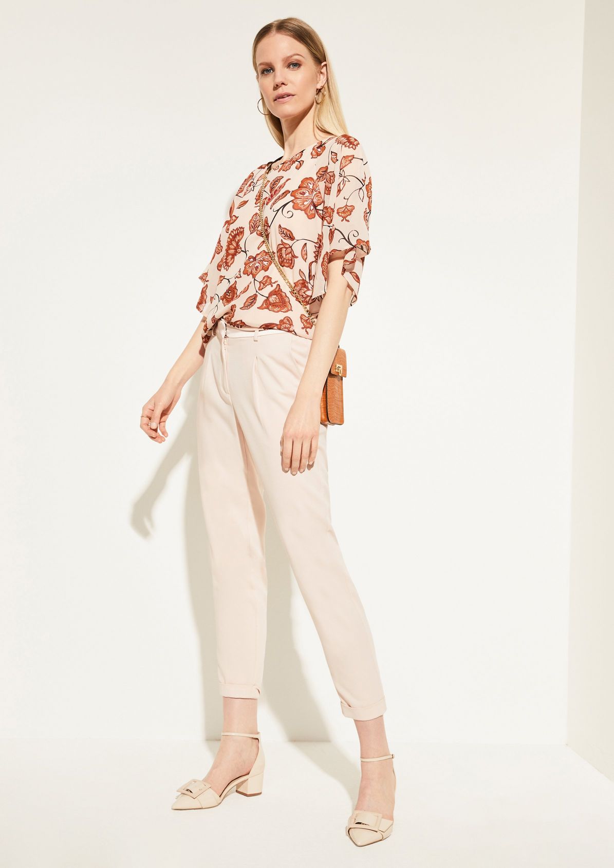 Crêpe blouse with flounce sleeves from comma