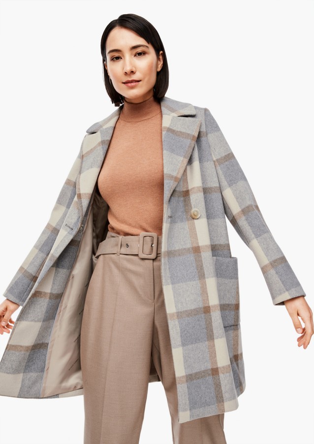 Women Coats | Wool coat with a check pattern - TO17626