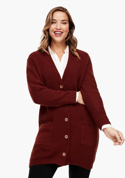 Women Plus size | Patterned cardigan in a mix of textures, with wool - UL39877