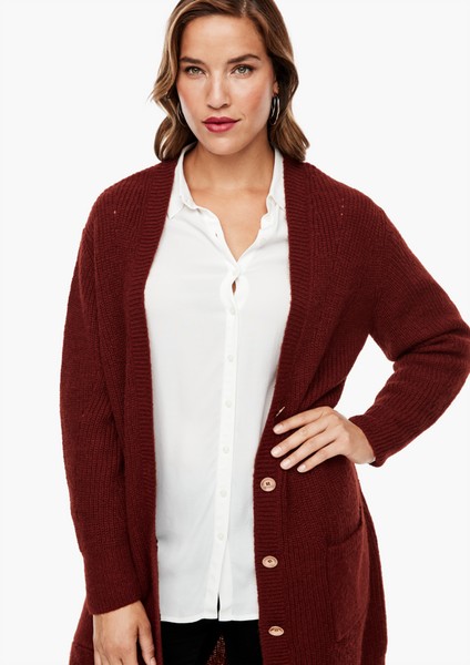 Women Plus size | Patterned cardigan in a mix of textures, with wool - UL39877