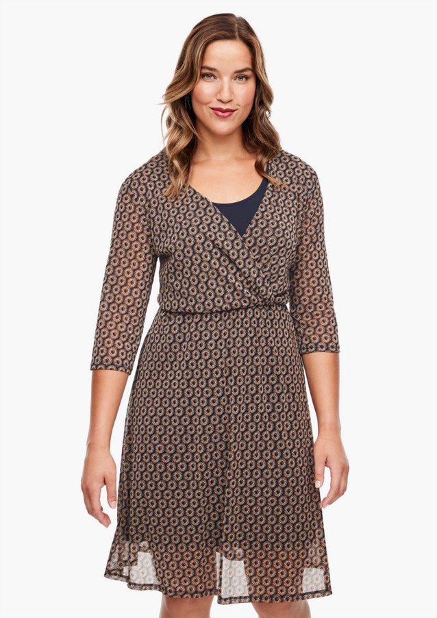 Women Plus size | Mesh dress in a wrap-over look - RO09721
