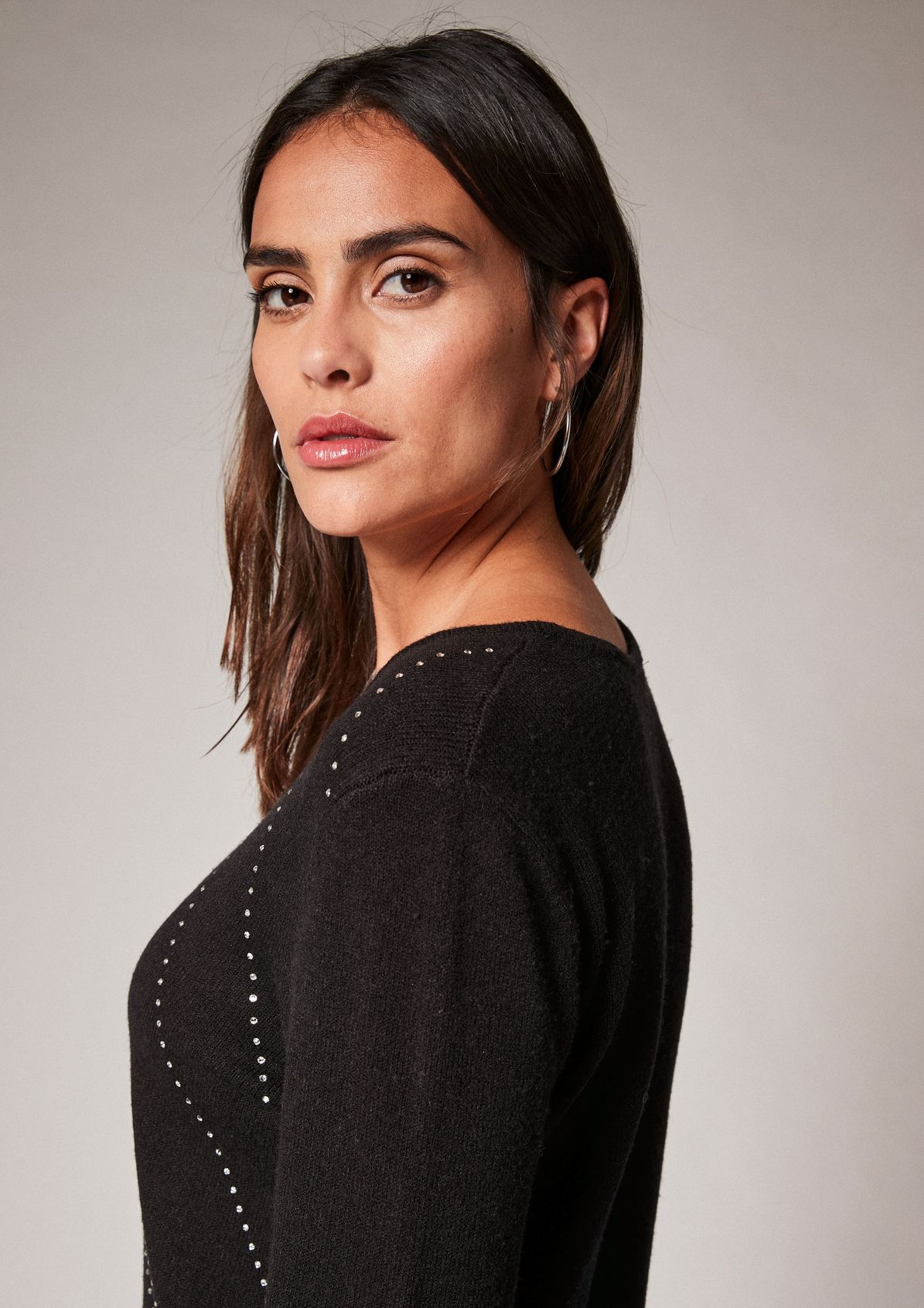 Fine knit jumper with Swarovski® crystals from comma