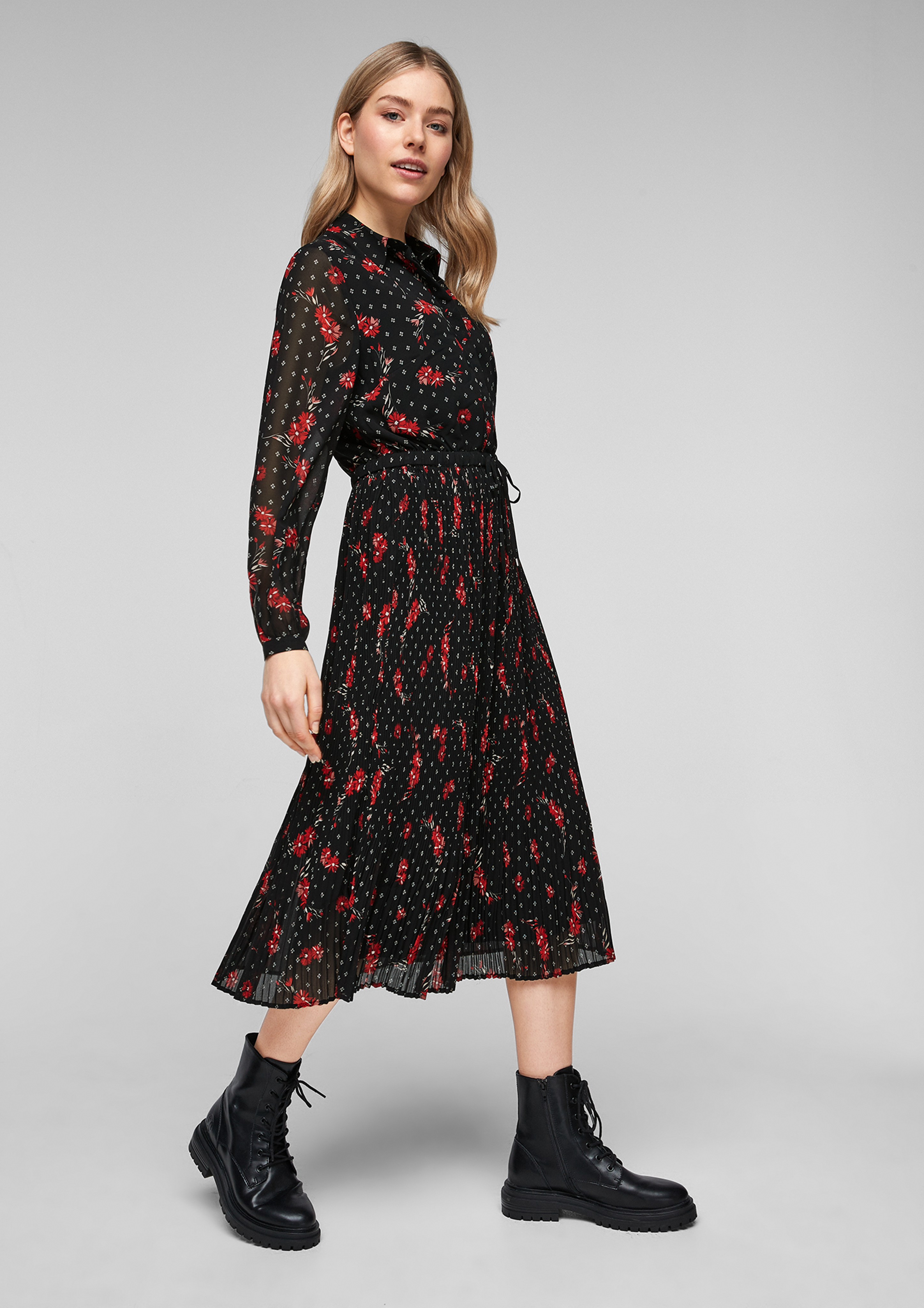 S Oliver Red Label Women Plissee Kleid Mit Floralem Muster Neu Ebay 