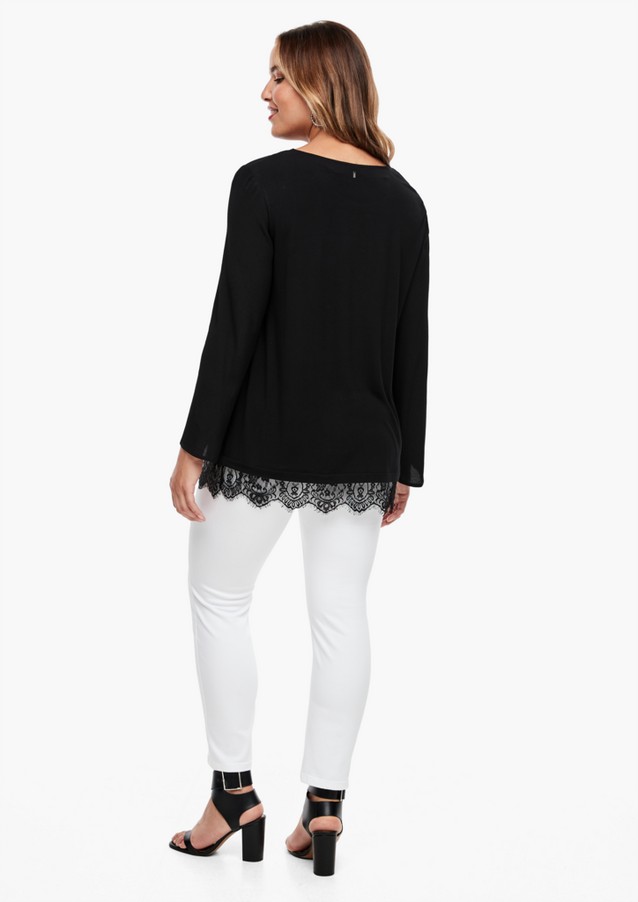 Women Plus size | Mixed fabric blouse with lace - PD15101
