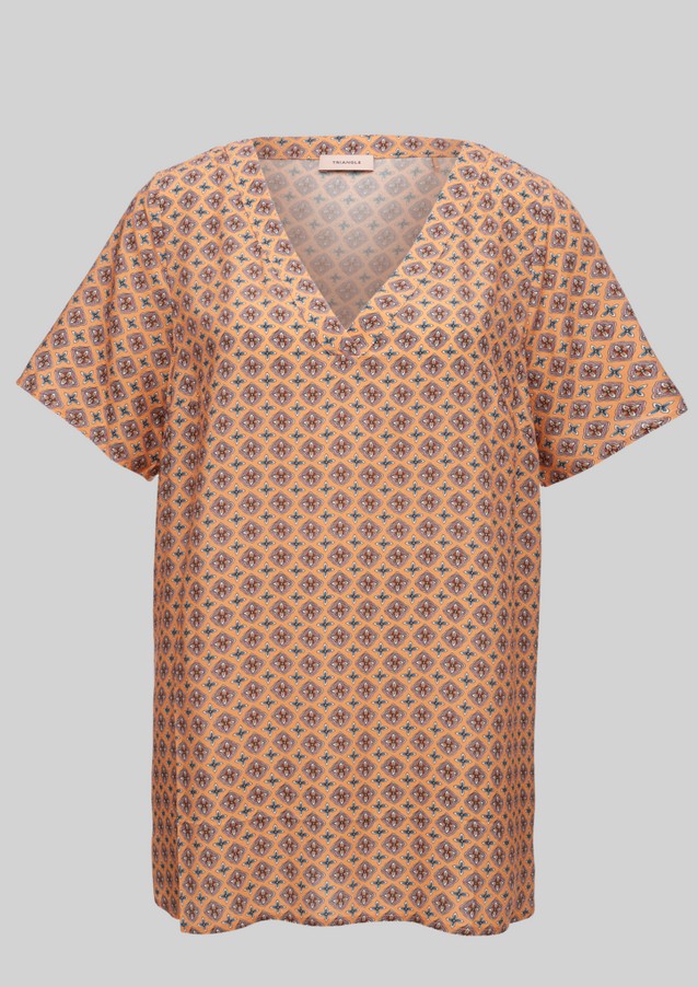 Women Plus size | Short sleeve blouse with a minimalist pattern - FI25334