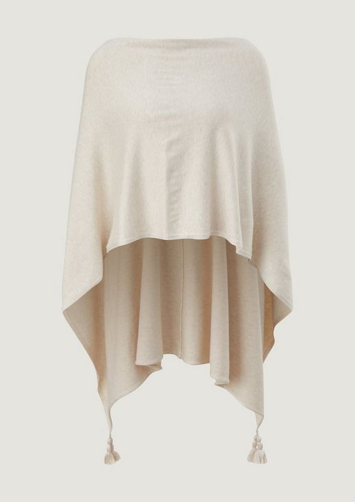 Soft poncho with tassels from comma
