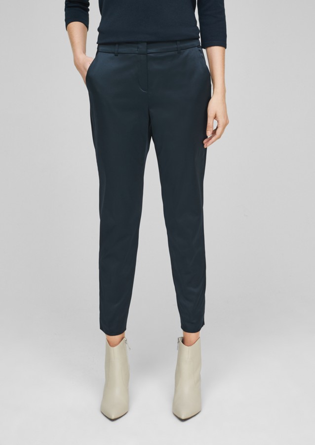 Women Trousers | Regular Fit: Slim-fitting, ankle-length satin trousers - GY84046