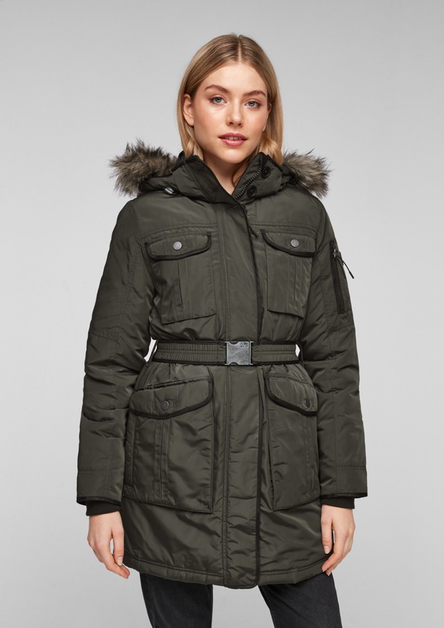 Women Coats | Weatherproof coat with a woven faux fur trim - IS70282