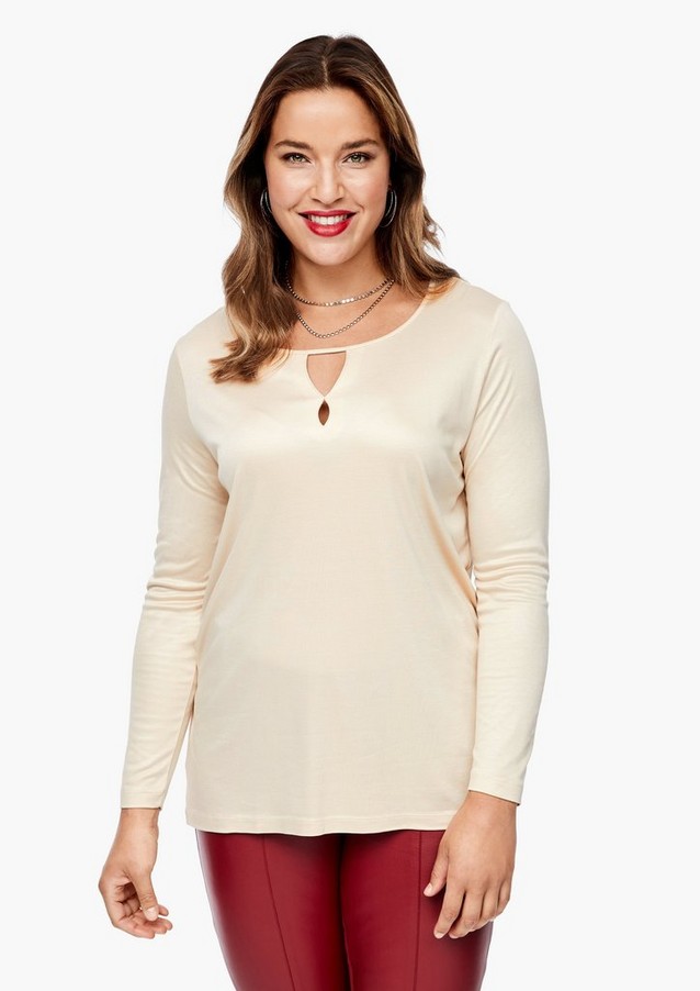 Women Plus size | Long sleeve top in a satined look - EK21040
