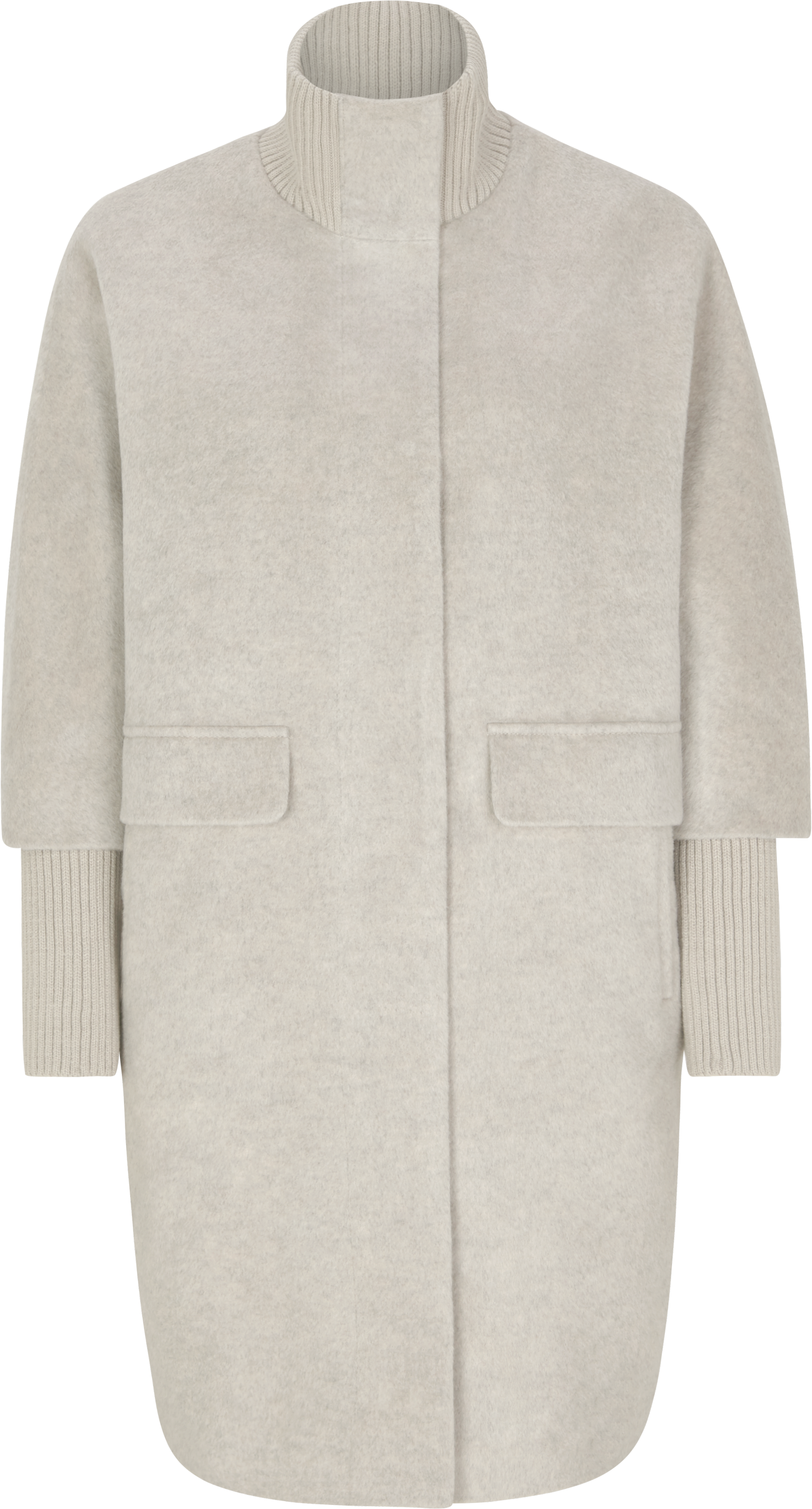 Comma Cape Coat With Rib Knit Details