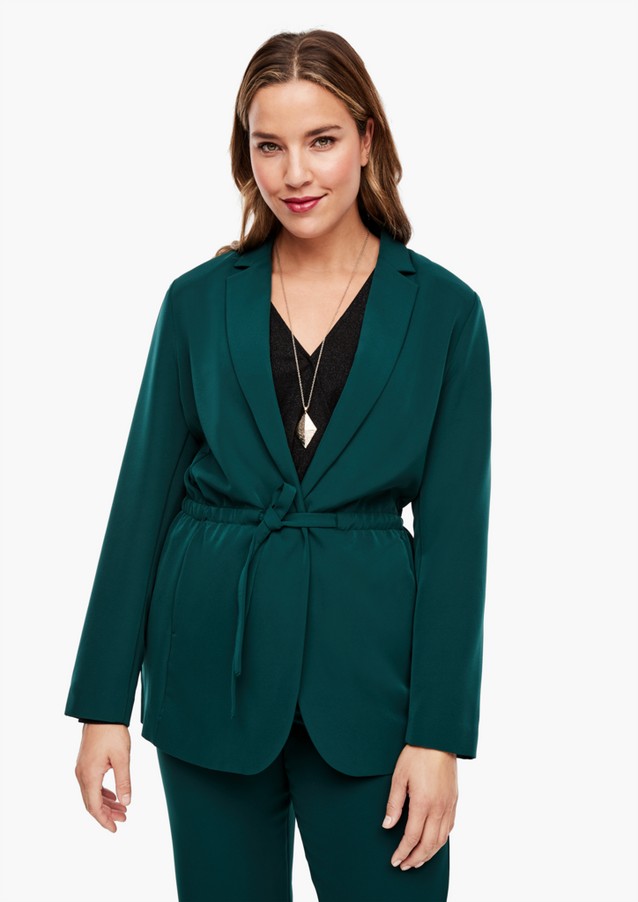 Women Plus size | Twill blazer with tie-around belt - WV71267